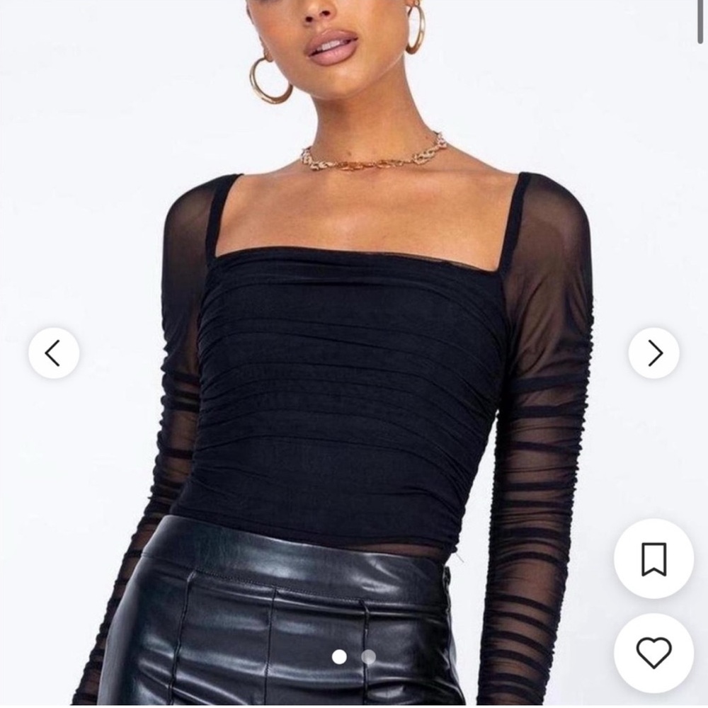 Princess Polly Black Sheer Sleeve Bodysuit